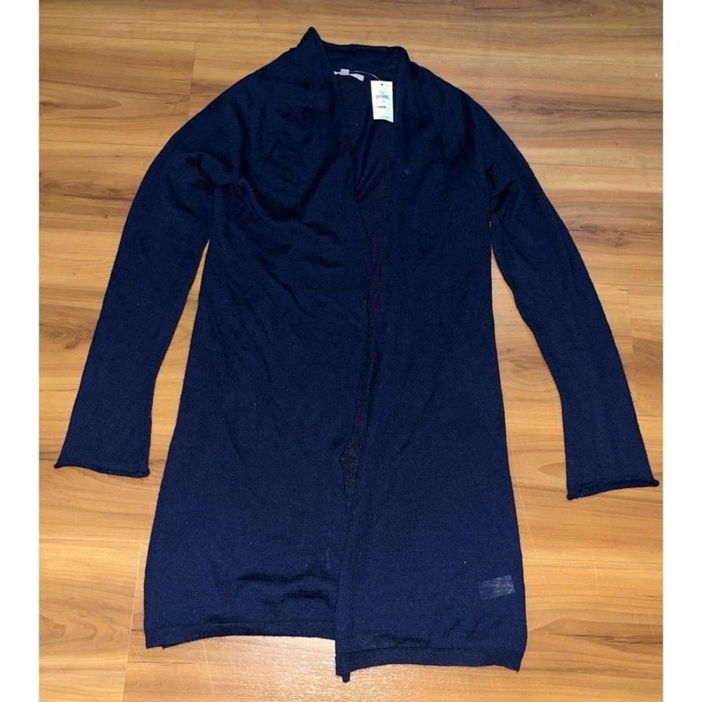 Womens NWT GAP Wool Blend‎ Navy Lightweight Open Front Cardigan Sweater